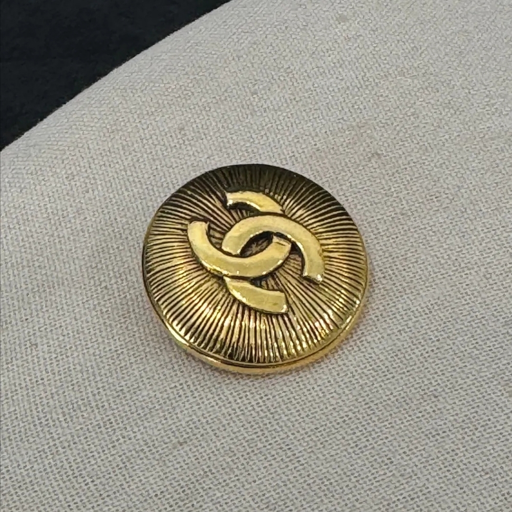 Chanel 24k Gold Plated CC Spiral Brooch Pin